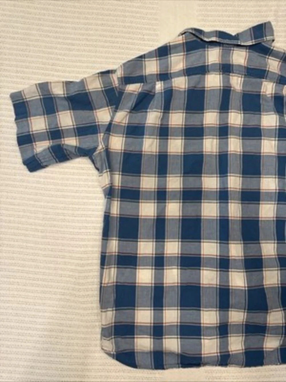Eddie Bauer Shirt Men XL Blue Orange Check Short Sleeve Button Up